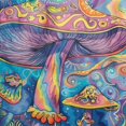 thumbnail image 6 of Orinice Mushroom Rainbow Swirls Round Table Cover Stain Resistant Washable Indoor Outdoor Tablecloth Kitchen Dining Wedding Parties Waterproof Fabric 100% Polyester 31-35, 6 of 8