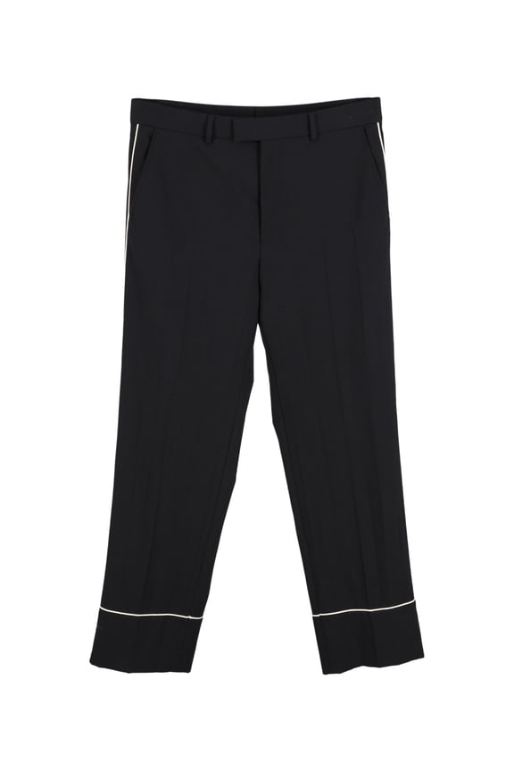 Pre-Owned Gucci Contrast Piping Trousers in Black Cotton