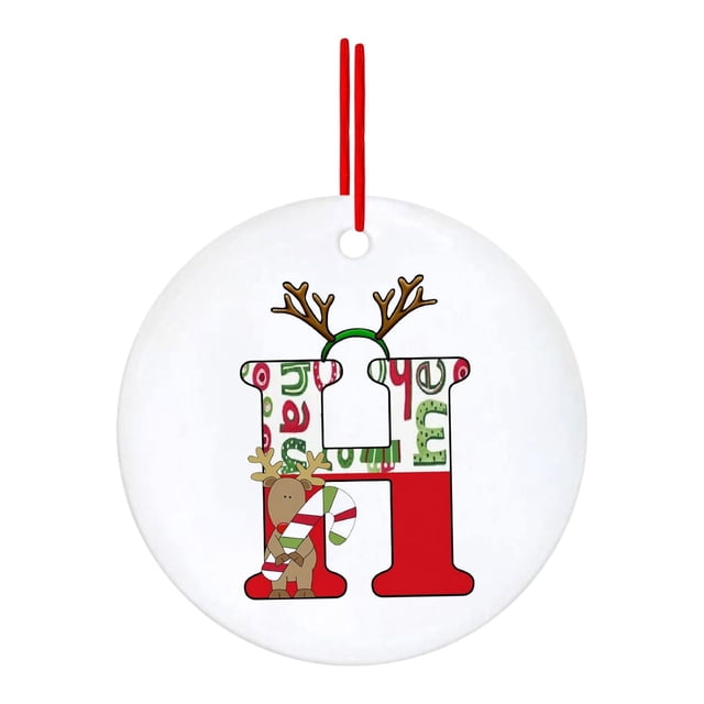 Fiudx Adornos Navideños con Letras Rojas, Alfabeto Acrílico, Colgante con Nombre Personalizado, Decoración Festiva para El Hogar, Diseño de Símbolos Clásicos, Regalo Ideal, 7 X 7 Cm
