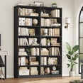 thumbnail image 2 of Hiphuta 84" Tall Double Wide 7-Tier Bookcase with 14 Cubes, Large Open Bookcase for Home Office and Living Room, Freestanding Display Book Shelves, Black, 2 of 8