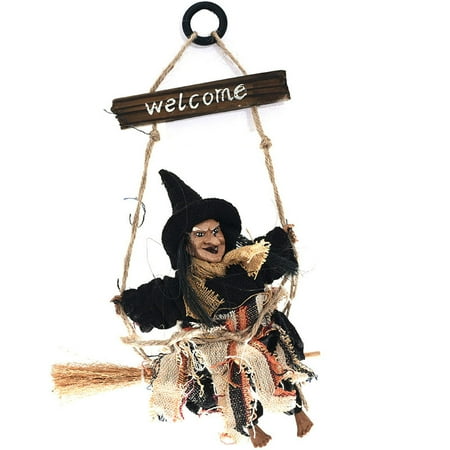

Halloween pendant ghost festival bar retro witch hanging broom haunted house layout props decorations black hat