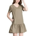thumbnail image 5 of Diufon Maternity Short Sleeve Dress for Women Casual V Neck Pregnant Dress Home Daily Wearing Solid Color Dress, 5 of 7