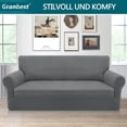 thumbnail image 2 of Stretch 2 Seater Sofa Cover, Soft Microfiber Couch Cover, Non-Slip Sofa Cover, Spandex Couch Cover, Furniture Protection for Dogs, Pets (2 Seater, Beige), 2 of 5