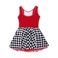 thumbnail image 6 of YEAHDOR Kids Girls Halloween Clown Carnival Performance Outfit Sleeveless Checkerboard Print Tutu Dress Red 16, 6 of 7