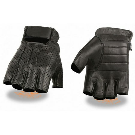 Milwaukee Leather Men's Perforated Deerskin Fingerless Gloves w/ Gel