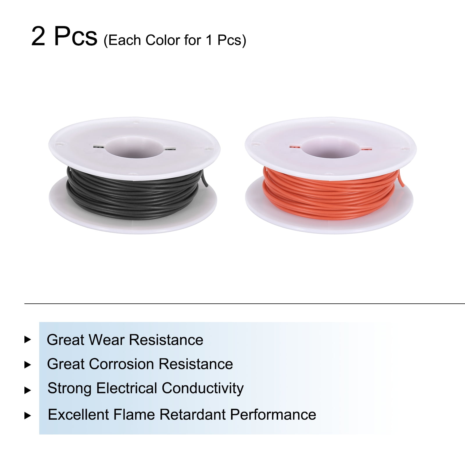 28 Gauge Silicone Wire 28AWG Stranded Wire Tinned Copper Wire High Temp Wire Spool Black/Red 15m/49.2ft 2pcs