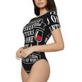 thumbnail image 2 of Gaeub Wine Funny Women'S Short Sleeve One Piece Swimsuit Sexy High-Waisted Bodysuit For Swimming, Beach, Sports - X-Large, 2 of 9
