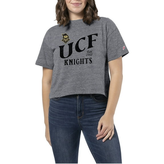 Women's Heather Gray UCF Knights Intramural Midi Tri-Blend Cropped T-Shirt