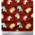 thumbnail image 1 of Soimoi Red Cotton Poplin Fabric Dot & Unicorn Face Print Fabric by Yard 56 Inch Wide, 1 of 3