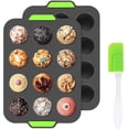 thumbnail image 1 of Moldes para muffins, moldes de silicona reutilizables para hornear, 12 moldes antiadherentes para cupcakes, 1 of 5