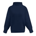 thumbnail image 6 of Ladies Fashion Sweater Solid Color High Neck Slim Fit Knit Sweater, Versatile and Warm, Ideal for Layering and Daily Casual Use,Blue,L, 6 of 6