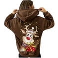 thumbnail image 1 of Sudaderas con capucha de gran tamaño para mujer, sudaderas con estampado de alces de Navidad de manga larga con bolsillo, Tops con cordón Fridja FKASFK5202, 1 of 4