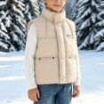 thumbnail image 5 of Hduncf Girls Quilted Puffer Vest, Warm Sleeveless Winter Jacket with Fleece Lining, Casual Outdoor Outerwear for Kids Beige 3-4 Years, 5 of 9
