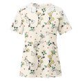 thumbnail image 3 of Wycnly Womens Tops Dressy Casual Vintage Floral Lace Patchwork Comfy Lightweight Going out Tunic Shirts Summer Short Sleeve Round Neck Tops Leopard Print Blouse Beige XXL, 3 of 4