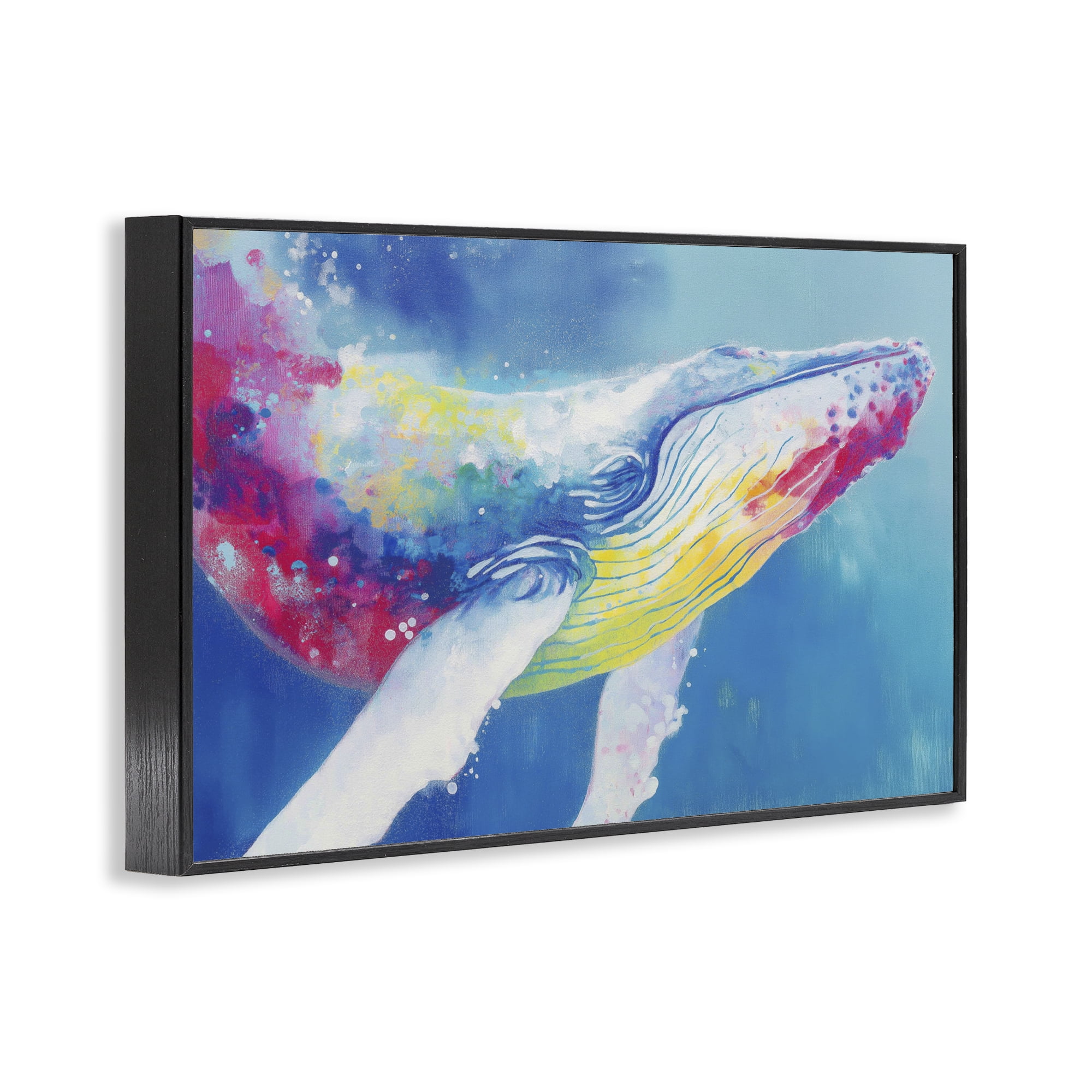 Stupell Industries Breaching Humpback Whale Black Framed Giclee Art, design by Chromatic Storm Studio