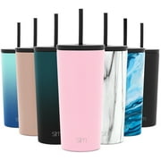Simple Modern 20oz. Classic Tumbler with Straw Lid & Flip Lid - Travel Mug Gift Vacuum Insulated Coffee Beer Pint Cup - 18/8 Stainless Steel Water Bottle -Blush