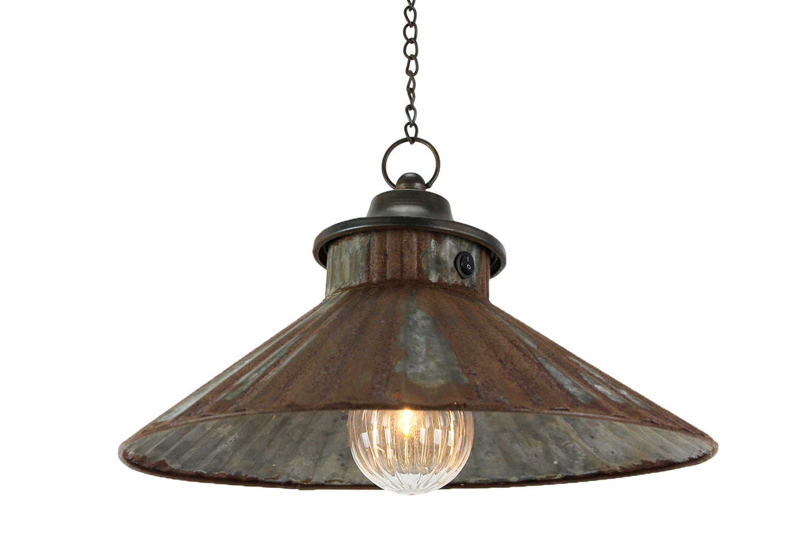 14 Inch LED Chain Hanging Lamp Rustic Battery Operated Indoor Aged