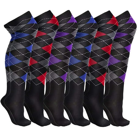 

6 Pairs Of Yacht & Smith Womens Over the Knee Socks Assorted Premium Soft Cotton Colorful Patterned