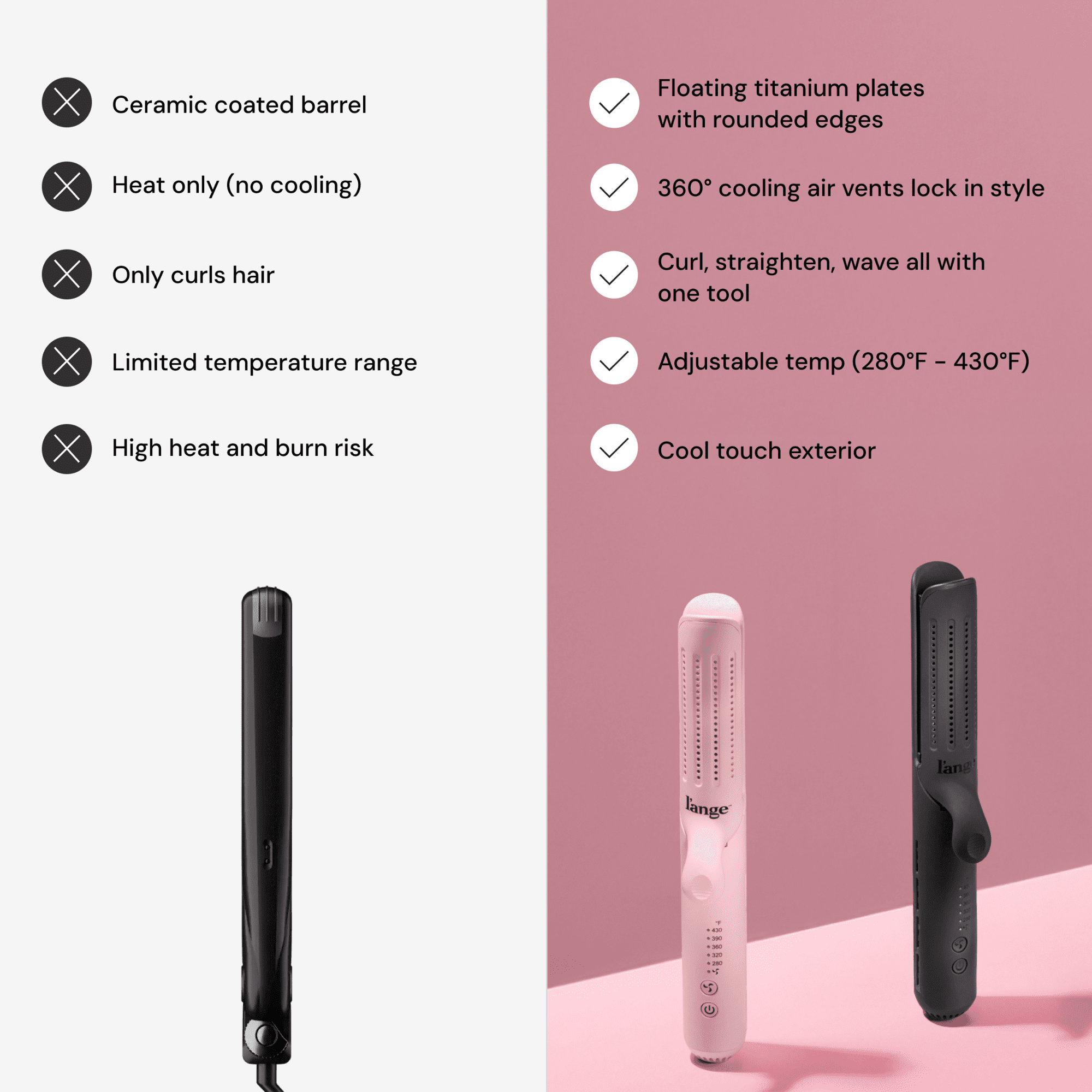 L'ange Hair Le Duo 360° Airflow Styler | 2-in-1 Curling Wand & Titanium Flat Iron Hair Straightener