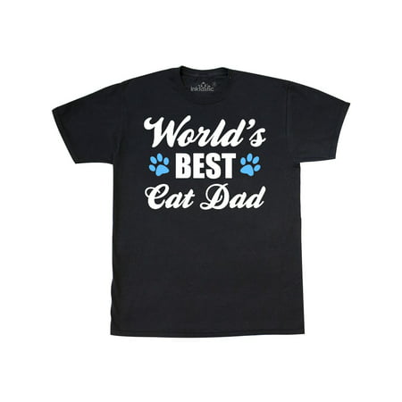 Worlds Best Cat Dad with Pawprints T-Shirt (Best Looking Cat In The World)