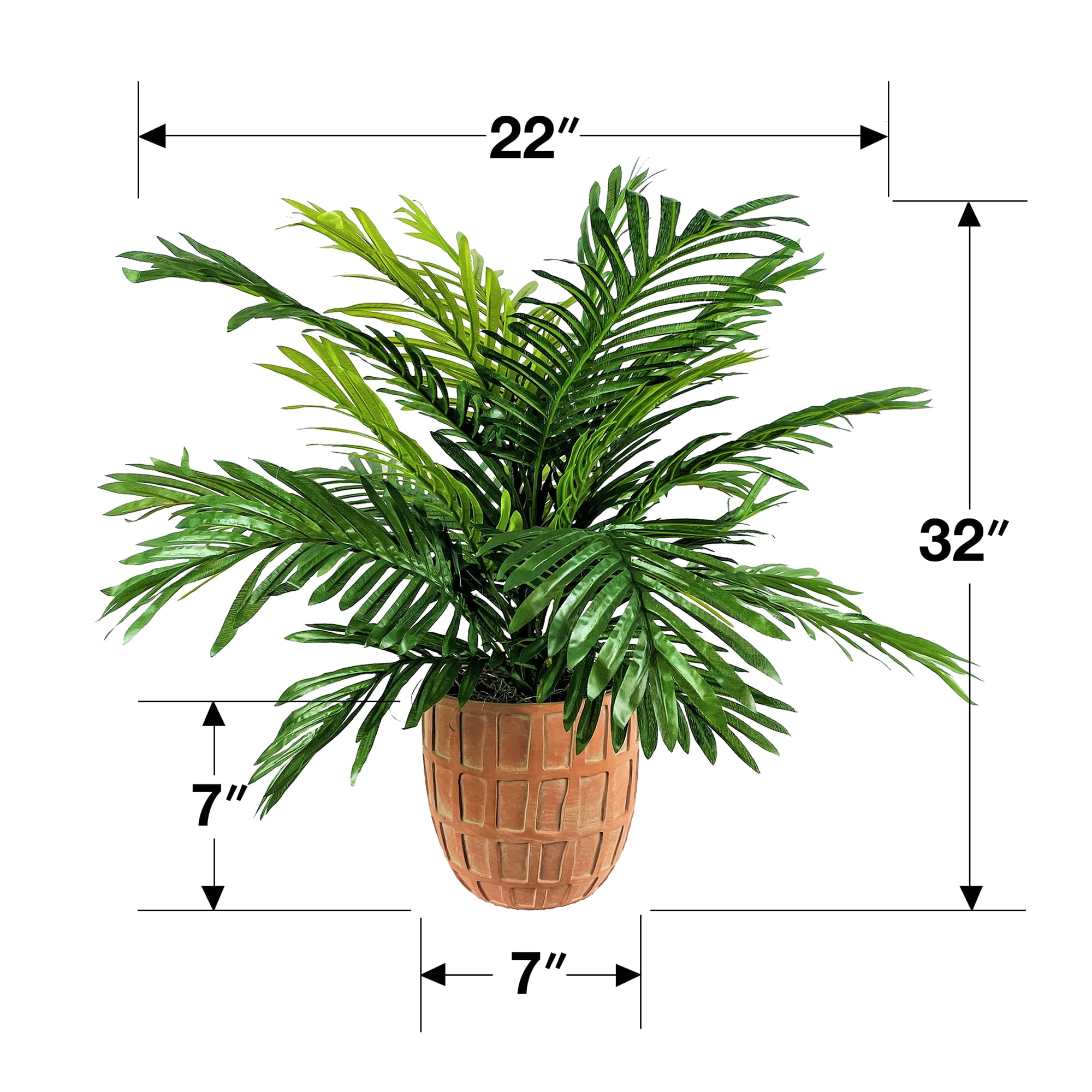 LCG Florals Artificial Plant, Phoenix Palm Plant, 2.67 ft, Terra Cotta Planter