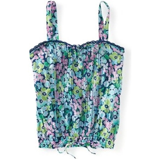 Camiseta sin mangas tejida Floral Aeropostale azul XS