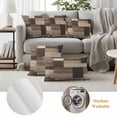 thumbnail image 6 of Brown Vintage Wooden Outdoor Waterproof Pillow Covers, Rustic Farmhouse Wood Plank Patchwork Decorative Square Throw Pillowcase Sofa Cushion Sham for Patio/Couch/Chair, 16"x16" 2 Pack, 6 of 8