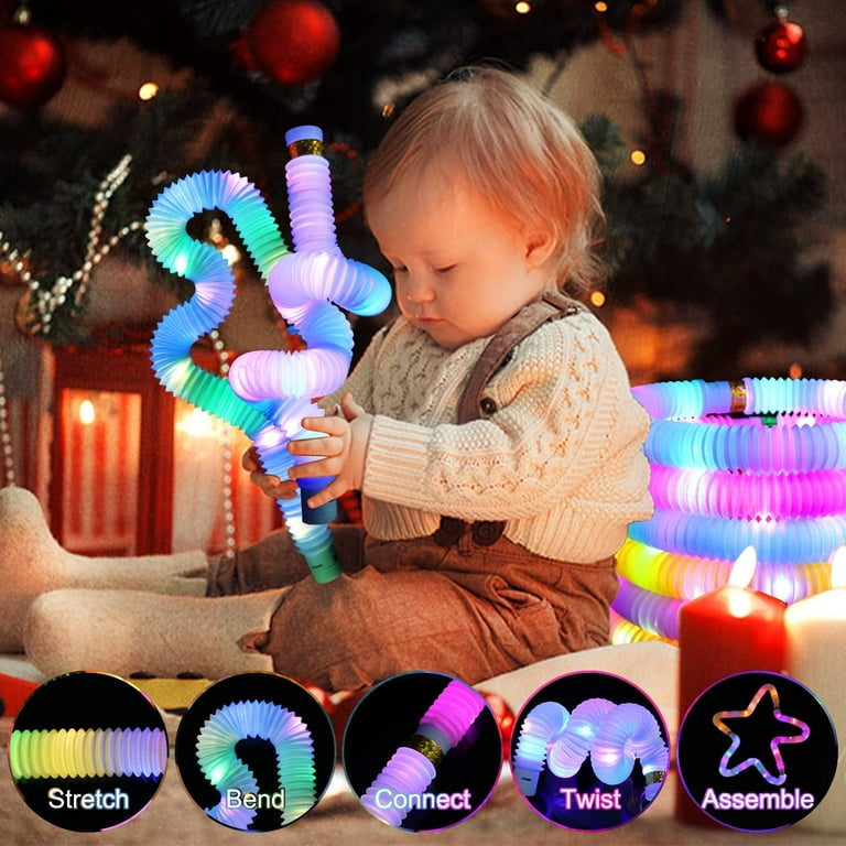 6 PCS LED Light Up Pop Tubes Sensory Toys for Christmas Glow Birthday Party  Kids