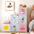 thumbnail image 6 of OLAKIDS  Children Wardrobe, Kid Closet Portable Baby Dresser Cute for Kids Bedroom Nursery Armoire with Doors 12 Cube 2 Hanging Sections, Kid Clothes Storage Organizer (Pink, 8 Cubes), 6 of 9