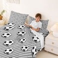 thumbnail image 3 of Castle Fairy Classic Soccer Queen Sheets 4 Pieces, Geometric Stripes Queen Sheet Sets, Black White Gray,1 Fitted Sheet, 1 Flat Sheet and 2 Pillowcases, 3 of 6