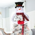 thumbnail image 5 of Large Snowman Hugger Christmas Tree Topper with Red and Black Plaid Scarf, Black Snowman Design Christmas Decorations for Family, Tree Topper Accents and Holiday Home Scene,Multicolor, 5 of 7