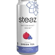 Steaz Organic Lightly Sweetened Iced Green Tea, Blueberry Pomegranate, 16 Fl Oz (Pack Of 12)