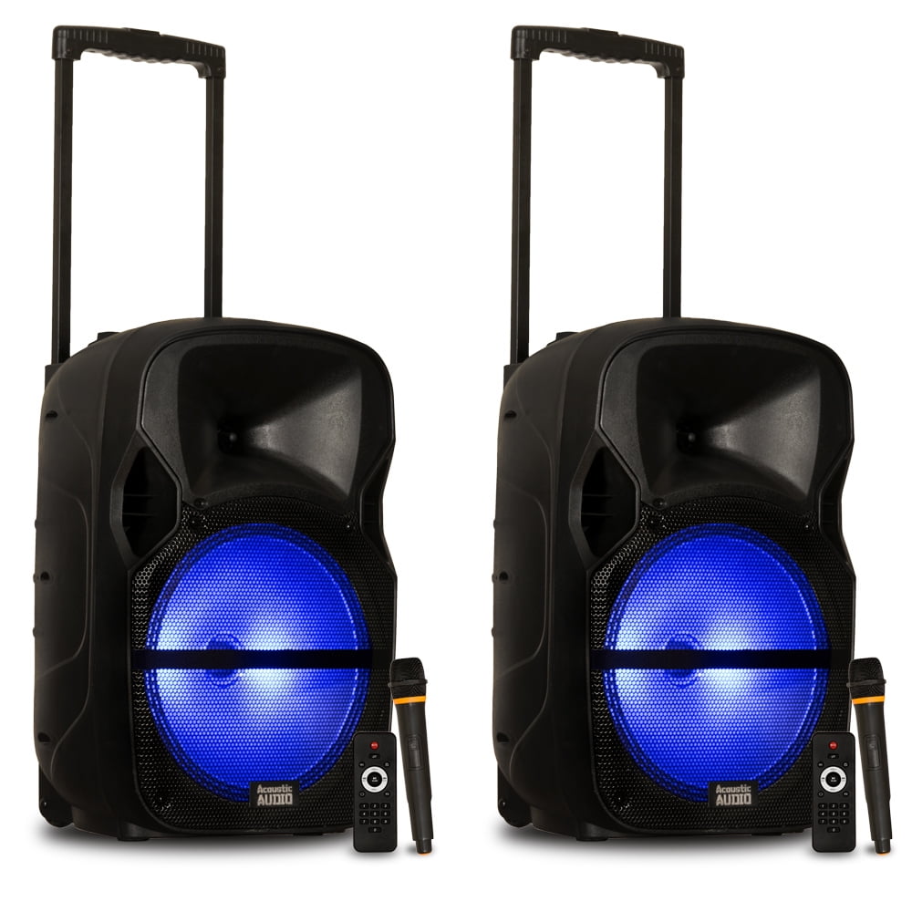 Acoustic Audio by Goldwood Powered Speaker Cabinet Battery 12 Bluetooth LED Display and Wireless Mic PRTY121
