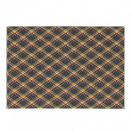 

Tartan Cutting Board British Traditional Design Classic Country Style Checkered Pattern Decorative Tempered Glass Cutting and Serving Board Small Size Charcoal Grey Marigold by Ambesonne