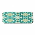 thumbnail image 1 of Moroccan Computer Mouse Pad, Colored Tiled Pattern Geometrical Diagonal and Triangle Forms Oldest Craft, Rectangle Non-Slip Rubber Mousepad Large, 31" x 12", Green Teal White, by Ambesonne, 1 of 2