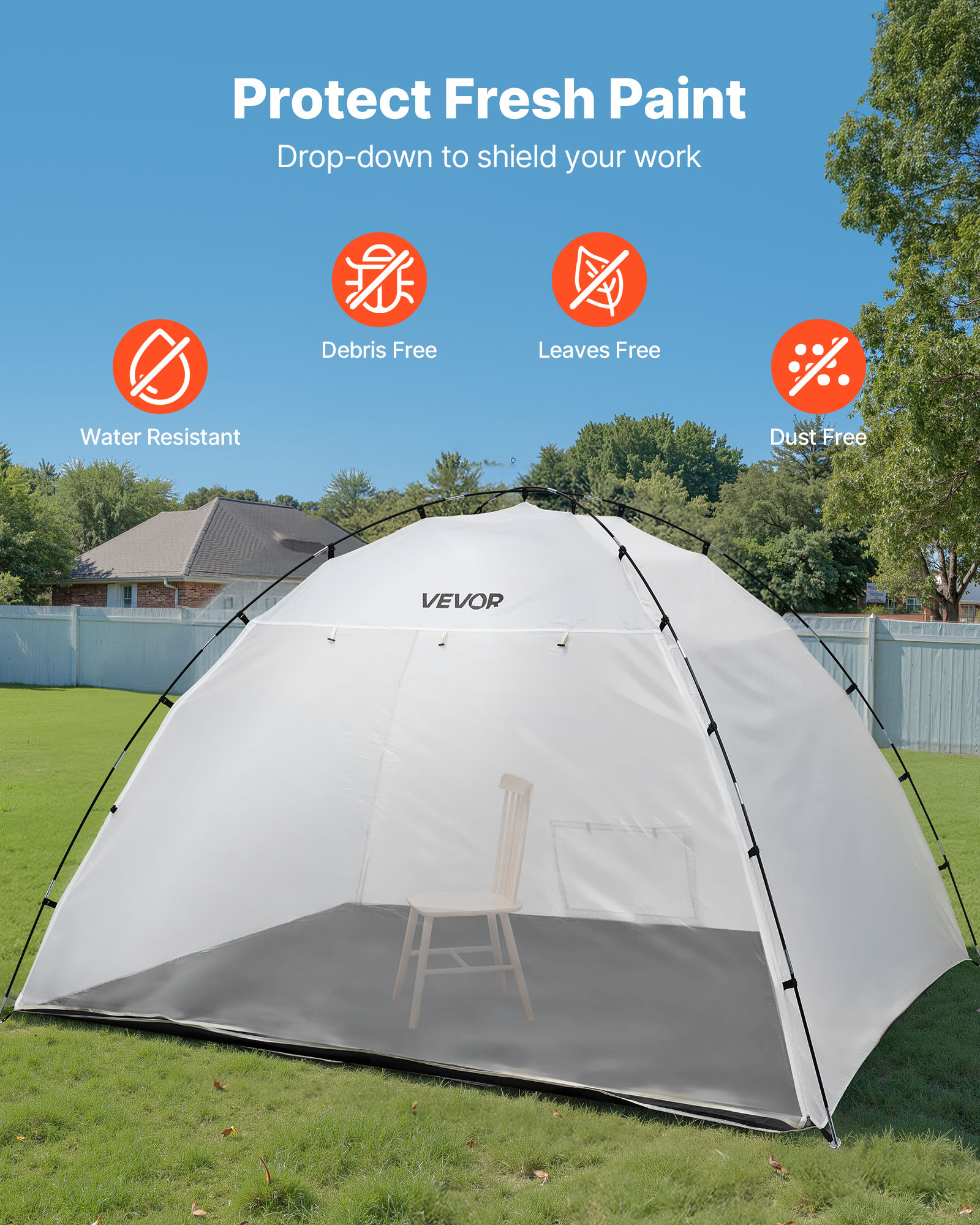 VEVOR Portable Paint Booth Tent, 115.35 x 90.55 x 74 inch Painting Tent Station, Spray Shelter with Built-in Floor & Mesh Screen, Large Space, Oxford Spray Painting Tents for Cupboard, Chairs, Tables