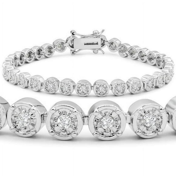 2CT Moissanite Round Cut Prong Tennis Bracelet White Gold Plated Fine Jewelry for Women Gifts