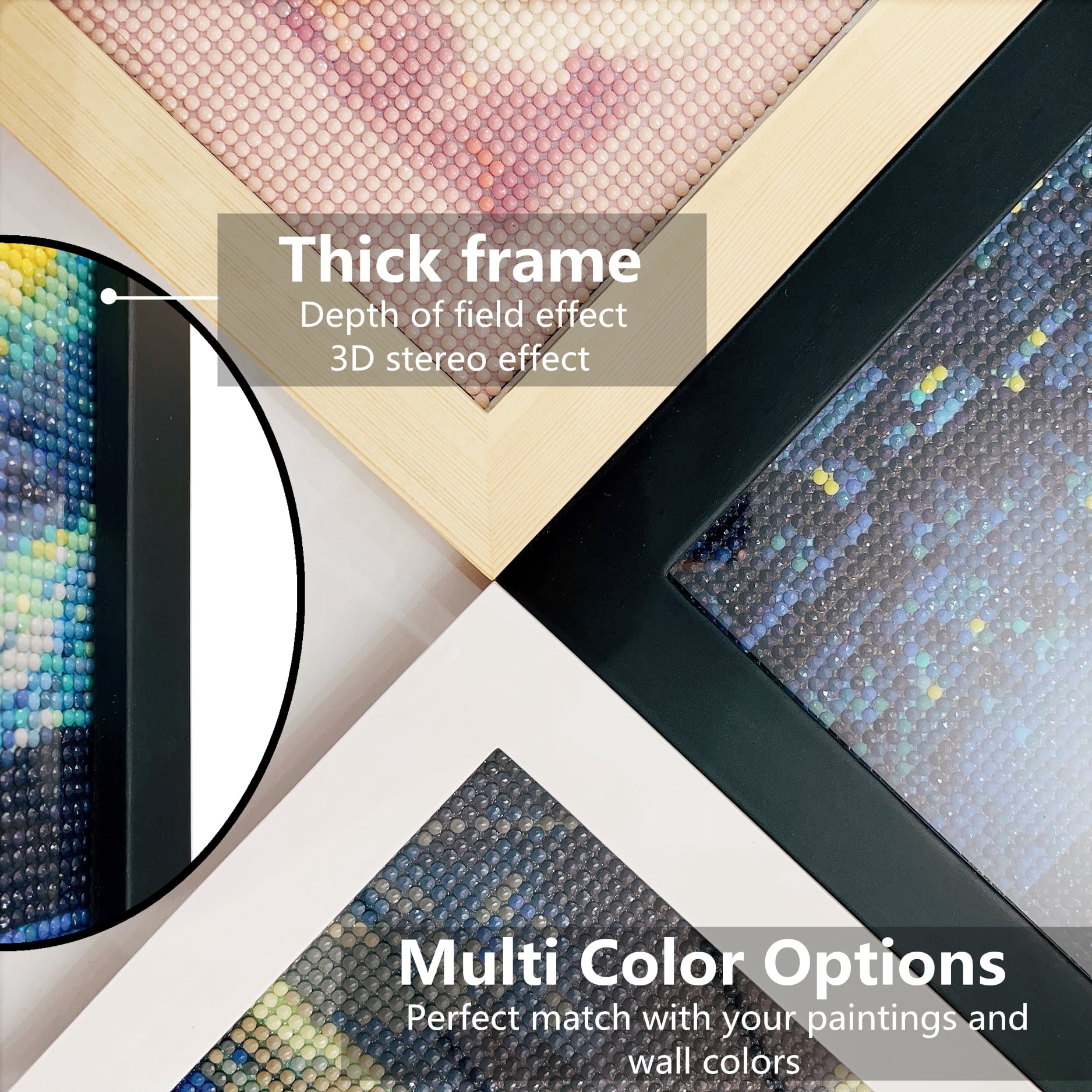 12x16/30x40cm Diamond Painting Frame, Natural Solid Wooden Frame Display Pictures 10x14 with Protection Glass for Wall Display (Black)