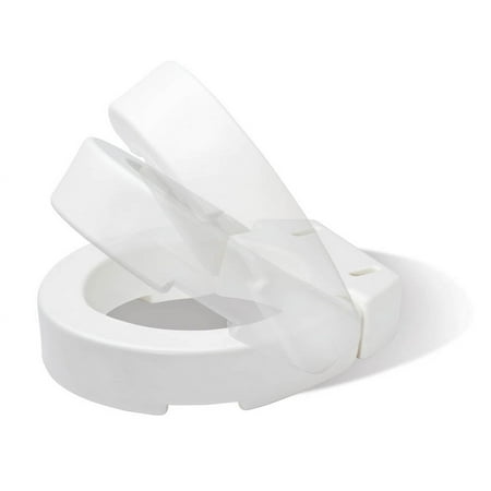 Carex Hinged Toilet Seat Riser, Adjustable, Adds 3.5 in Height, White, 300 lb Limit