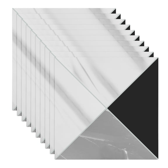 Uxcell 10 piezas de azulejos autoadhesivos 11.8"x11.8" para cocina y baño, negro/blanco/gris