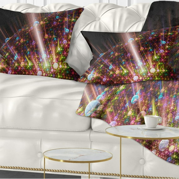 Designart Multi Color Solar Bubbles Planet - Abstract Throw Pillow - 12x20