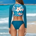 thumbnail image 5 of GEWSEY Women Two Piece Rash Guard Long Sleeve Swimsuit Crop Tankini with High Waisted Swim Bottom UPF 50+ (Blue, S), 5 of 9