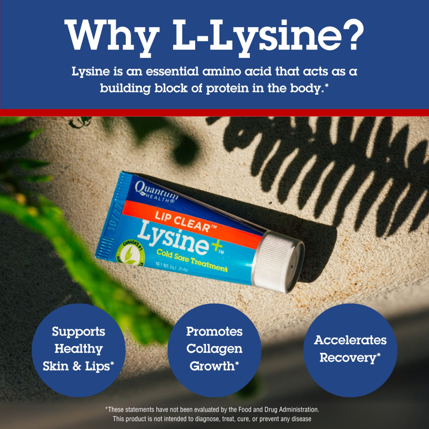 Quantum Health Lip Clear Lysine + Cold Sore Treatment & Pain Relief, 0.25 oz