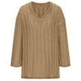 thumbnail image 5 of Lovskoo 2024 Sweaters for Women Winter Trendy Long Sleeve Solid Color V-Neck Sweater Pullover Tops Khaki, 5 of 5