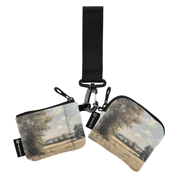 Portable Coin Purse Two 4.13x4.13 Iinches 4.13x3.5 Inches Wrist Coin Purse Keys Coin Purse Portable Women's Purse Grey Forest