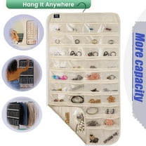 Hanging Jewelry Organizer,Accessories Organizer,80 Pocket Organizer for Holding Jewelries（Beige）