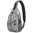 thumbnail image 1 of Vintage Geometric Sling Backpack with Layered Storage, Nordic Style Lightweight Crossbody Shoulder Bag for Travel, 1 of 6
