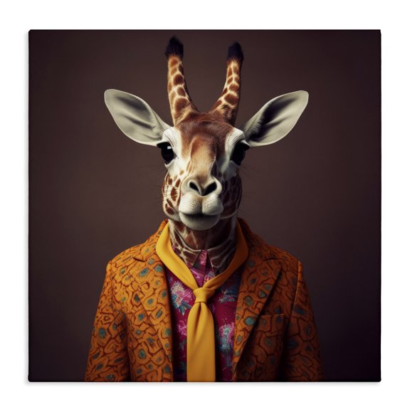 Stupell Industries Contemporary Brown Vintage Fashion Giraffe Canvas Art, 30 x 30, by Lazar Studio