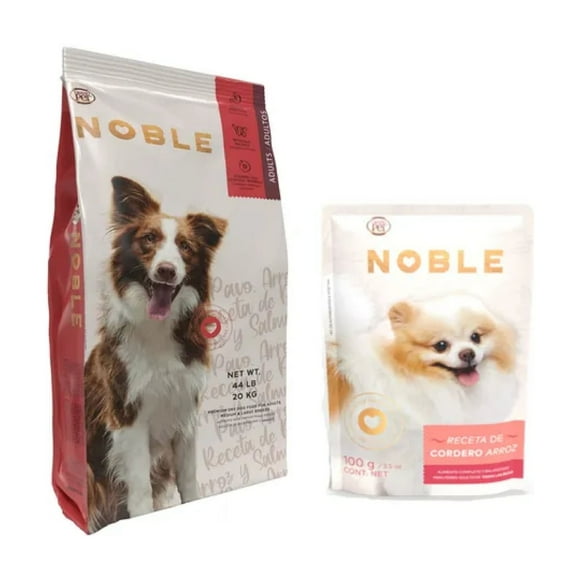 GrandPet Noble Adulto 20 Kg + Caja Noble Receta Cordero y Arroz Sobre 100 g (10 Pzas)
