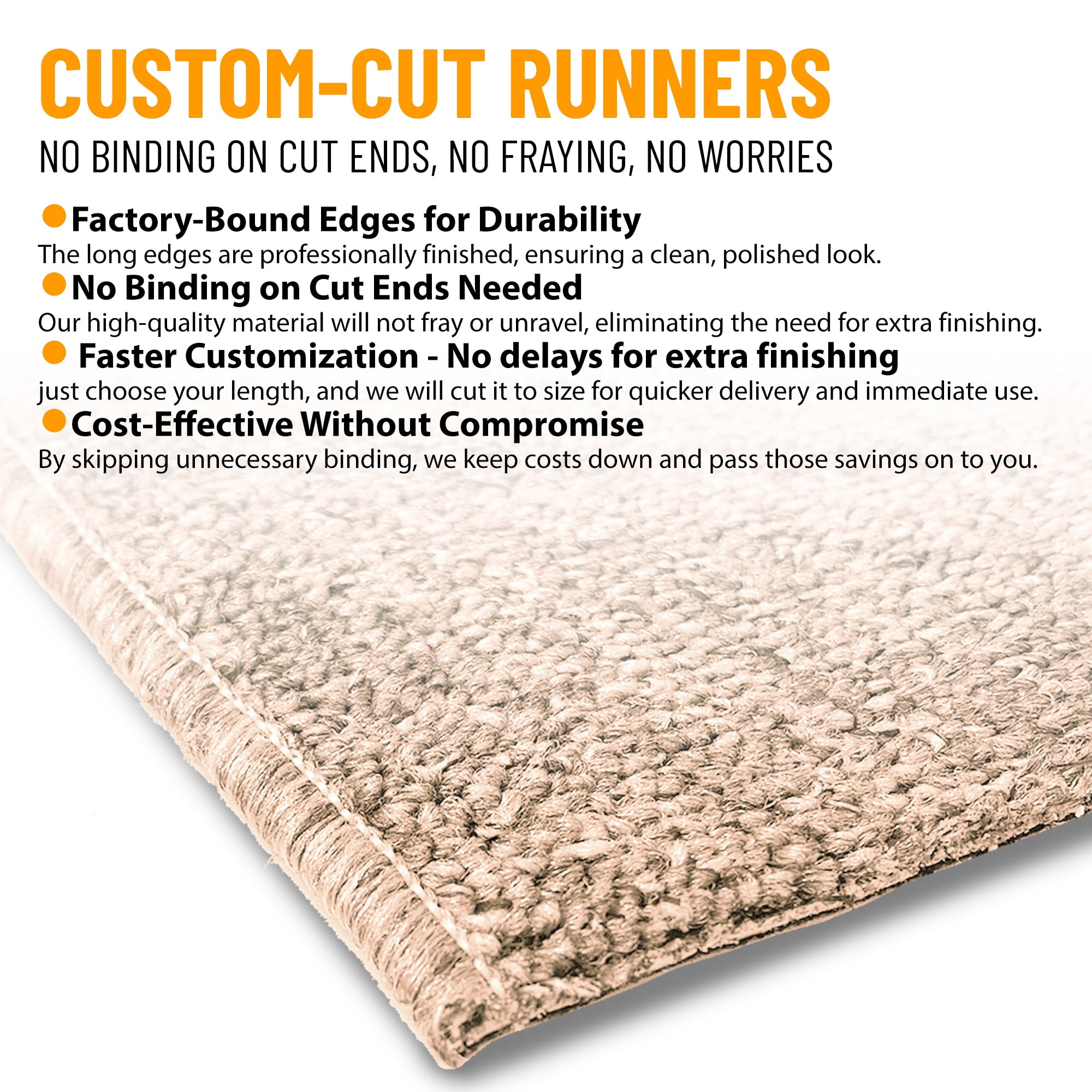 Ottomanson Hallway Runner Rug 1'10" x 19' Non-Slip Stain-Resistant Custom Size Carpet for Kitchen, Beige